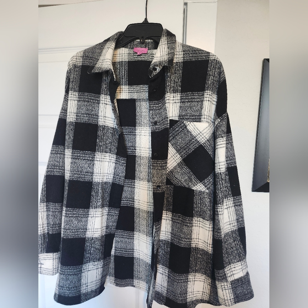 Miami Black and White Plaid Shirt Jacket